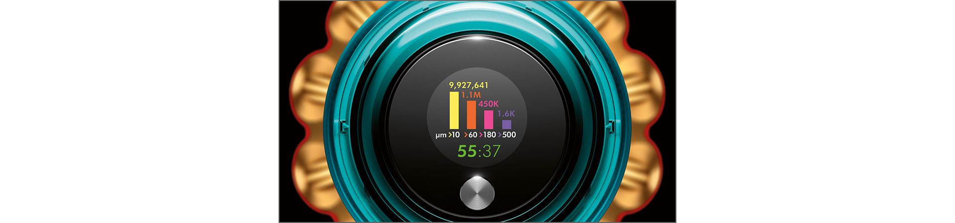 צג LCD מציג בזמן אמת את גודל ומספר החלקיקים שנשאבו.